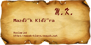 Mazák Klára névjegykártya